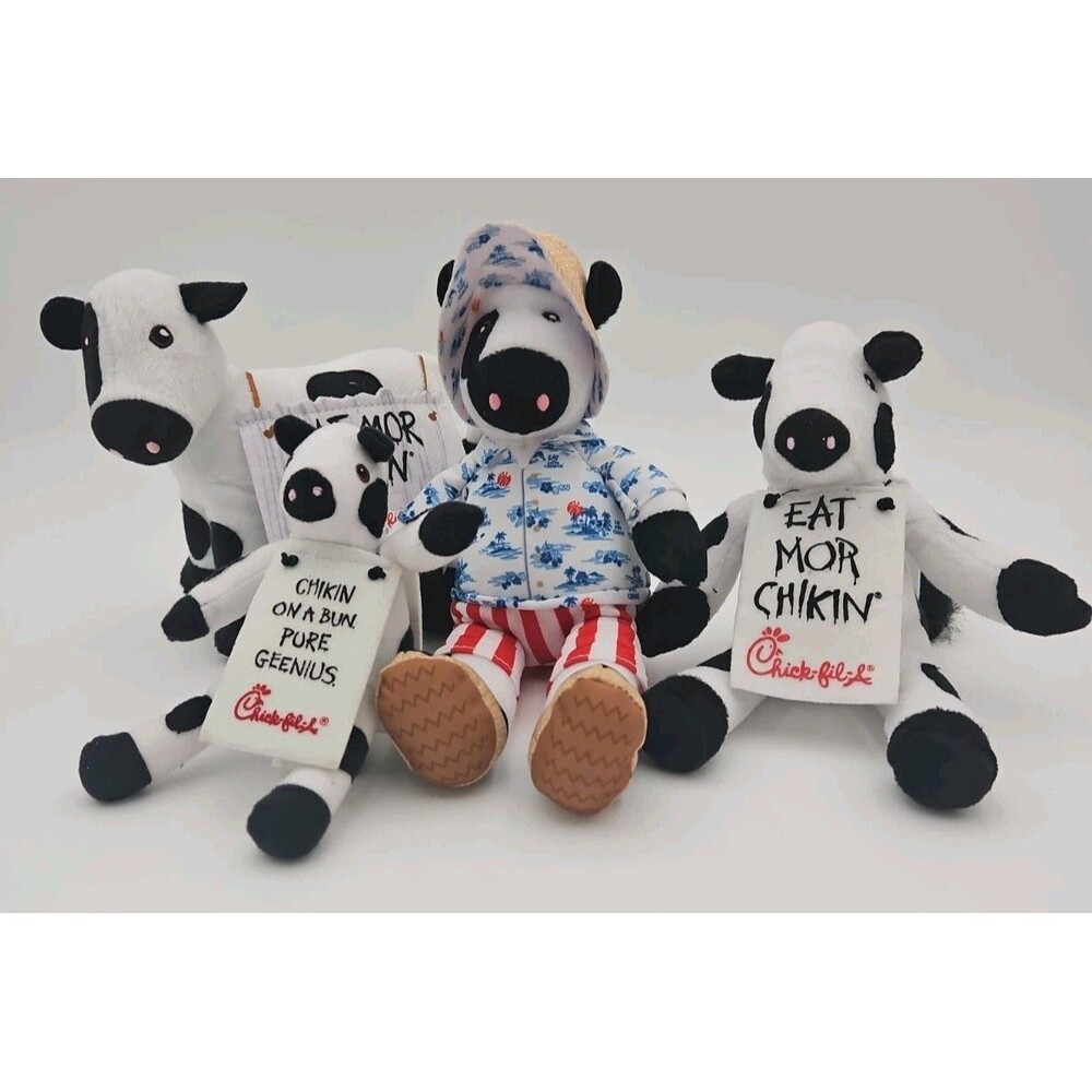 Chick-Fil-A 4 Collectible Cow Plush Lot